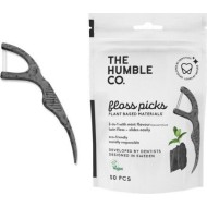 The Humble Co. Floss Picks with Charcoal Οδοντικό Νήμα με Γεύση Μέντα και Λαβή σε Μαύρο χρώμα 50τμχ