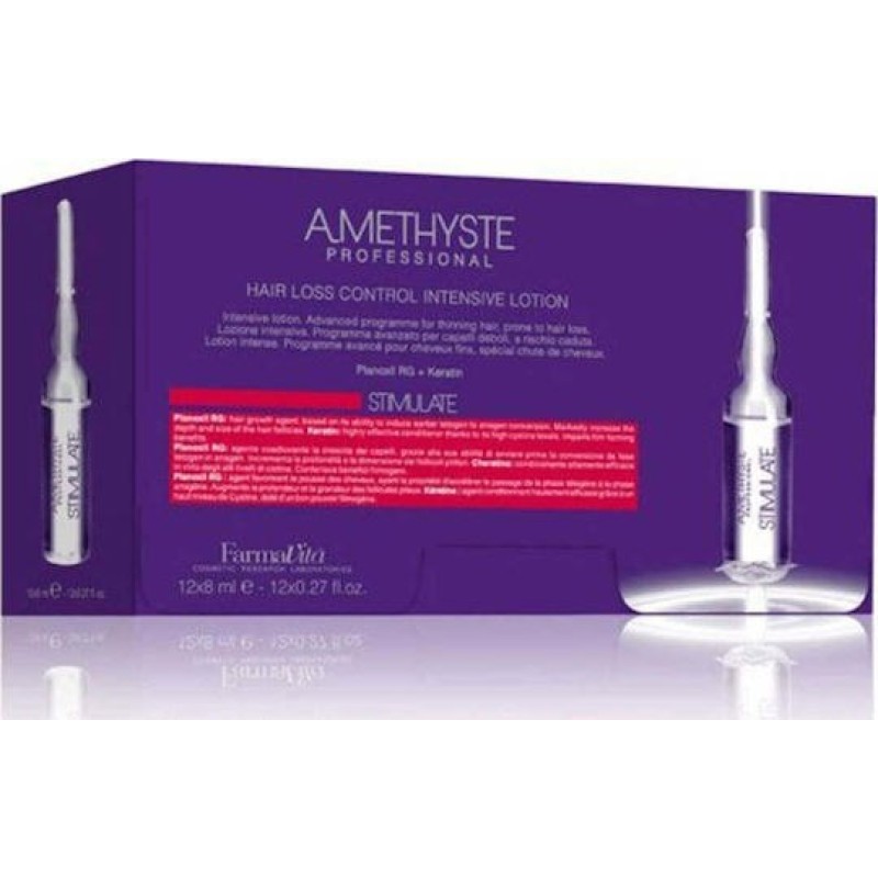 Farmavita Amethyste Stimulate Hair Loss Control Αμπούλες Μαλλιών Αναδόμησης 12x8ml ΘΕΡΑΠΕΙΕΣ ΜΑΛΛΙΩΝ