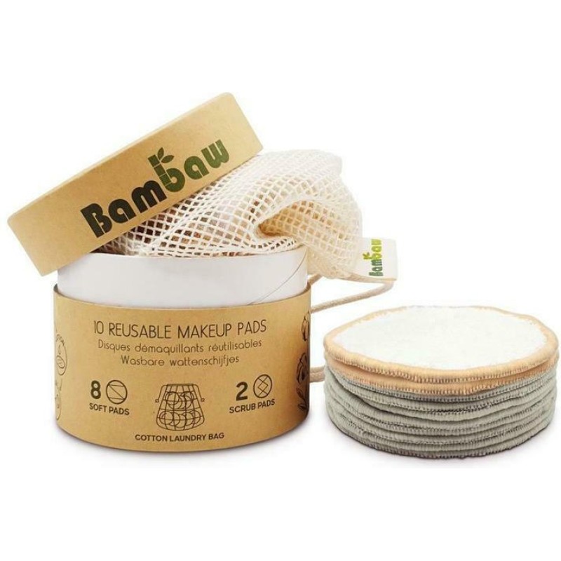 Bambaw Σετ 10 Δίσκοι Ντεμακιγιάζ Από Μπαμπού Και Θήκη Πλυσίματος Reusable Cloths Αφαίρεσης Μακιγιάζ Προσώπου 10τμχ ΝΤΕΜΑΚΙΓΙΑΖ